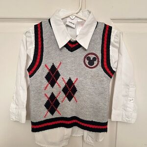 Disney Gray Knit Vest with Black and Red Accents